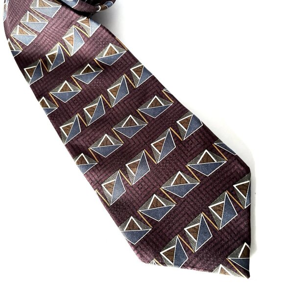 Vintage Conte di Milano Necktie 100% Silk Art Deco Geometric USA Made X-Long 63” - Picture 1 of 6